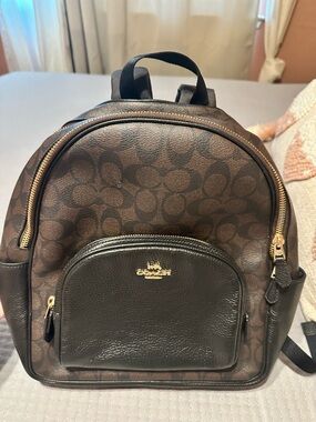 Coach Brown Signature Mini Backpack with Gold Hardware